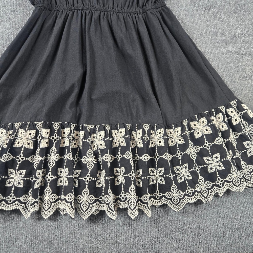 En Saison Dress Women Medium Black  Eyelet Embroidered Cotton Mini - Picture 5 of 9
